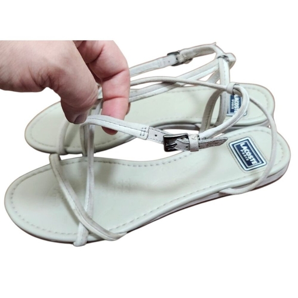 Lacoste Paris Leather Sandals Straps Grey Womens  Size 6 - Picture 5 of 10